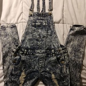 SP Black label distressed skinny overalls
